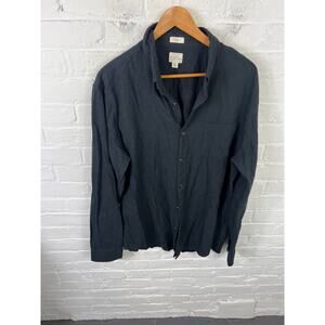 J. Crew Men's Slim Fit Button Up Shirt Long Sleeve Solid Black Size XL